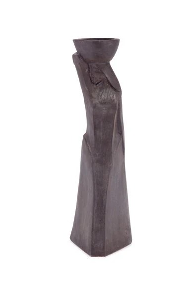 Hassan Heshmat (1920-2006) La fiancée du Nil, 1950 Signed Dark grey stone 59 x 15 x 15 cm (HH-002)